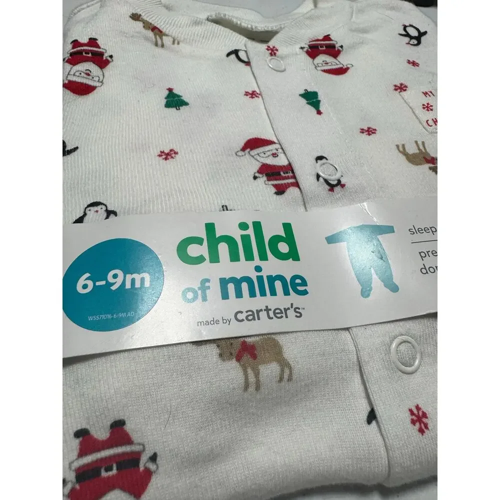 Carter's Child of Mine Sleep & Play Christmas Footie Pajamas 6-9 Months